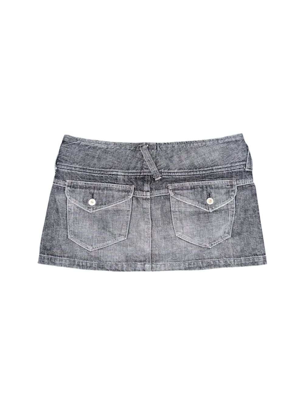 VTG Express X2 Quality Denim Low Rise Micro Mini Skirt 8 Y2K Grunge Flap Pocket